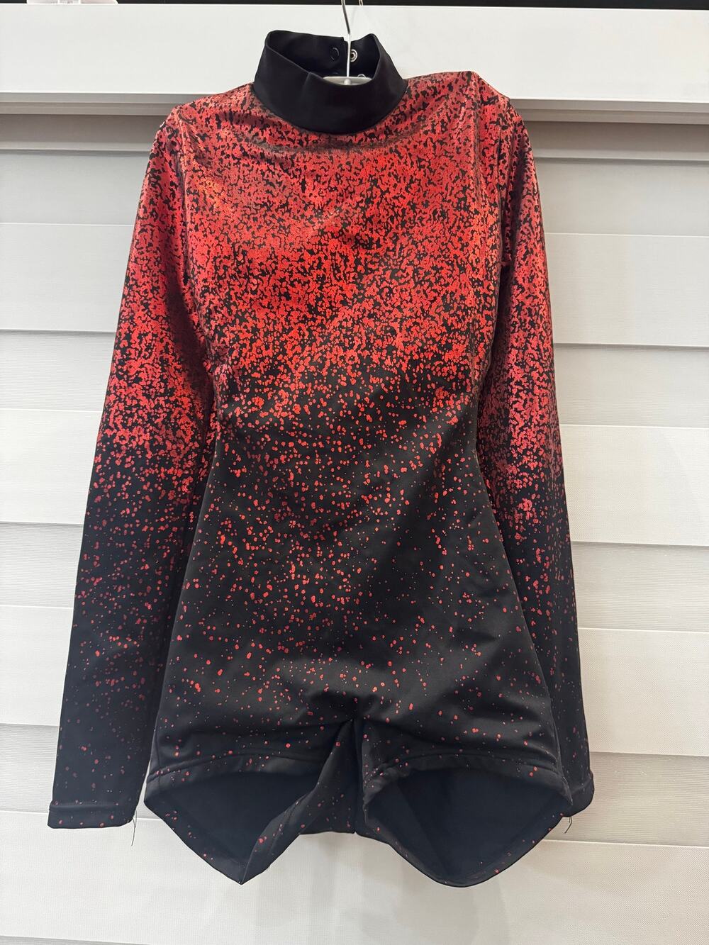 Red and black Dancewear long sleeve unitard